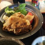 ニッポン小町   - 豚バラ生姜焼き定食(生姜焼き部分アップ)
