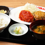 Hinomaru Shokudou - ハンバーグ&ホタテクリームコロッケ定食