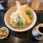 Teuchi Soba Raku An - 海老天ぶっかけそばか（冷）