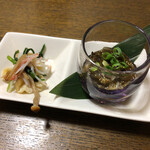 Kiritsubo - めかぶの和物&青菜とエノキのおひたし（おまかせコース）