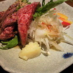 Dainingu Zapotto - 牛肉のたたき　ポン酢マスタードソース