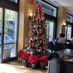 日比谷松本楼 - クリスマスツリー。オレの座った席からも紅葉＆イチョウ吹雪がよく見えました。