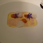 焼きトウモロコシのブランマンジェ ベーコンのアイス ウニと共に