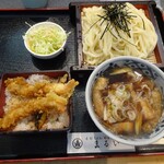 Marui Udon - 肉汁うどんとミニ海老天重