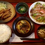 和菜遊彩　叶 - KANAランチ(昭ちゃんコロッケ、白身魚と茄子の揚げだし、豚しゃぶのサラダ)ご飯大盛り