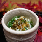 日本料理 幸庵 - せり、えのき、とんぶり、お揚げのお浸し