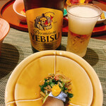 緑水亭 勝浦別館 翠海 - 前菜とエビスビール