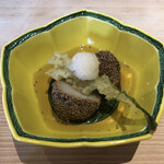近江懐石 清元 - 油物：里芋芥子の実揚げ おろし