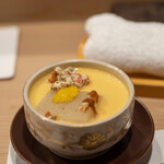 うを徳 - 2020.11 京都聖護院蕪と兵庫津居山セイコガニの茶碗蒸し（出汁は真鯛と蛤）