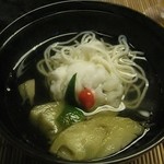椀　鱧、賀茂茄子、魚素麺