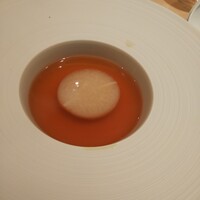 銀座 大石 - スッポン  鶏  手長海老を用いたコンソメに蕪。