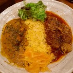 SPICY CURRY 魯珈 - 選べる２種ｶﾚｰ(ｺﾙﾏｶﾚｰ)+(限定激辛！ﾋﾞｰﾌｶﾚｰ )