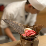 もめん - 牛肉と長芋の朴葉味噌焼き