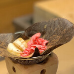 もめん - 牛肉と長芋の朴葉味噌焼き