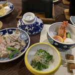 Yakushima Gurin Hoteru - 2020/11/14  ゴーヤのサラダ、チャーシューと生ハムのサラダ、あての数々