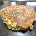 坂本おやき店 - 「お好み焼き　シーフードミックス（エビ、イカ、アサリ）」+「ねぎ」