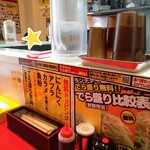 麺屋　あっ晴れ - カウンター椅子ともコロナ感染予防の間引き・間仕切り無し。