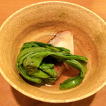 竹千代 - 原木生しいたけ のと115炙りと春菊