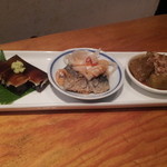 そば 三休 - 酒肴三点盛り1