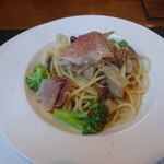 フォセッタ - 生ハムとキノコのスパゲッティ