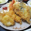 早苗寿司 - ミックスフライ定食 700円（税込）：海老、アジ ×2、ホタテ貝柱、サーモン のフライ。　　　　　2020.11.22