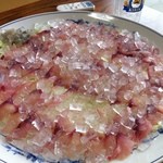 龍水園 - 鯉アライ大皿♪クラッシュアイスが涼しげです！