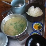 龍水園 - 大皿とセットの鯉コクと追加の白ご飯２人前♪