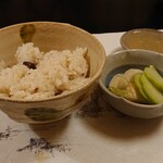 田中屋旅館 - （汁物替り）むかごご飯　ぬか漬け三品