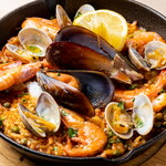 Paella with lots of seafood