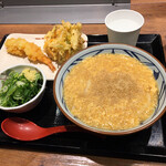 丸亀製麺 - セット　＋　小鉢にはネギと生姜とワカメを。