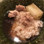 食堂 モリサワ - 季節の料理コース（お鍋あり）５５００円。ねぎま鍋の〆のご飯。お出汁、マグロ、ネギの旨味を胡椒が引き締め、ご飯との相性が凄く良かったです（╹◡╹）（╹◡╹）