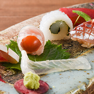 ``The ultimate aged fish'' seasonal sashimi and nigiri.