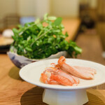 魚菜料理 縄屋 - 12.  炊合：クレソン鍋の蟹すき