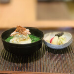 魚菜料理 縄屋 - 13.  〆　：焼きおにぎり、内子+身の和え、脚身、外子、蟹出汁の茶漬け　※ 蟹はコッペ（勢子）蟹