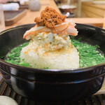 魚菜料理 縄屋 - 13.  〆　：焼きおにぎり、内子+身の和え、脚身、外子、蟹出汁の茶漬け　※ 蟹はコッペ（勢子）蟹