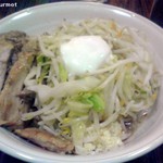 ちばから - 油そば醤油(きざみ豚・温玉付き) 「全マシ」(800円) 2012/08