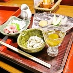 高城庵 - 高城庵セット１の膳（芋こんにゃくさしみ、鶏さしみなど）