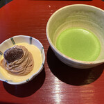京都一の傳 本店  - ★なめらかプリンのモンブラン仕立て
      　温かいお抹茶