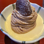 京都一の傳 本店  - モンブランのアップ（栗の味も濃厚でした）