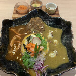 バガワーン カレー - 3種あいがけ＋小鉢3種　1300円＋150円