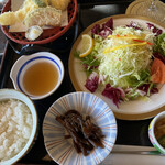 いちやなぎ - ヘルシー御膳1,410円・野菜サラダたっぷりで、血糖値も上がりにくいかもね( ˙▿︎˙ )b