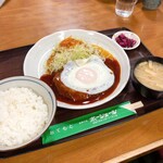 ポーシェール - 料理写真:ハンバーグ定食 ご飯少なめ注文(千円、R2.11月現在)