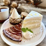 ミネロワ - ラフランスとカスタードのショートケーキ、紅茶のタルトフィンヌ、モンテビアンコ、レーズンバターサンド、紅茶♡