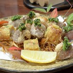 鶏屋 はっぽんめ - 砂ずりとちくわの磯辺揚げ