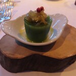 オーベルジュ・オー・ミラドー - いんげん豆の夏のゼリー　茗荷やピンクペッパーのマリネ