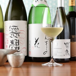 A wide variety of sake and wine available