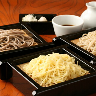 Freshly stone-ground soba noodles. Freshly ground, freshly made, freshly boiled soba
