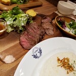 洋食バル 函館五島軒 - 熟成牛ロースステーキ　セット　￥1490