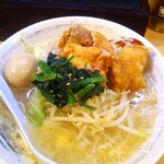 溝ノ口野郎 - から揚げ野菜ラーメン(塩)＋味玉
