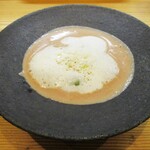 kitchen俊貴 - 本日のスープ・栗のポタージュ カプチーノ仕立て、シャインマスカットと山芋・枝豆を浮かべて 760円。　　　　　2020.11.28